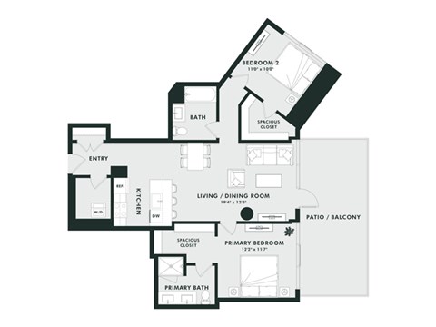 A black and white image of a house floor plan.